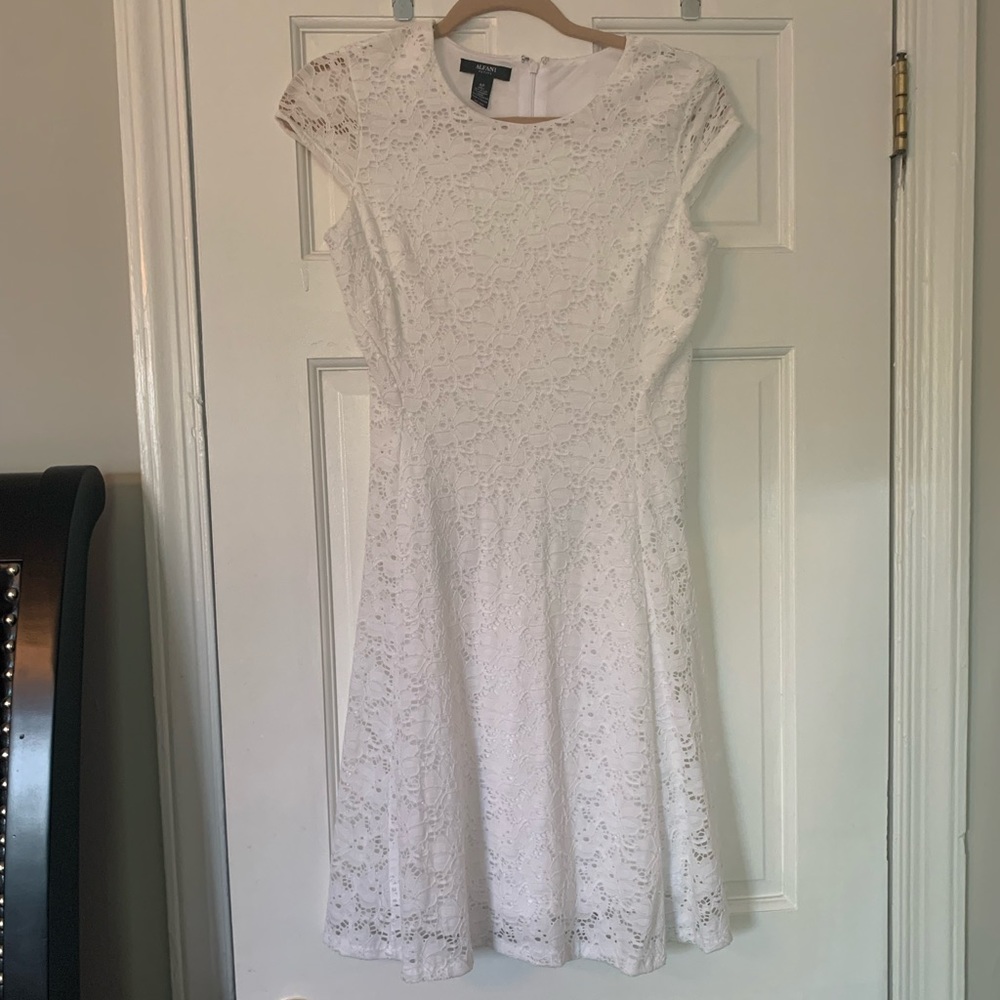 Alfani petite white lace dress